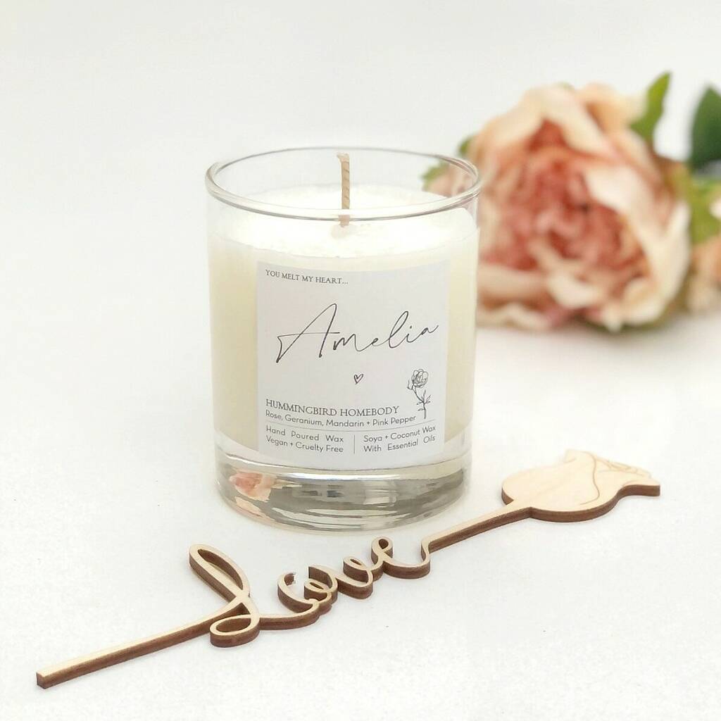 Personalised Melt My Heart Hand Poured Vegan Candle By The Hummingbird ...