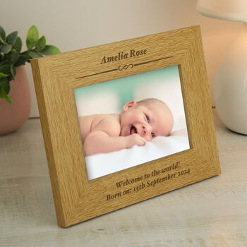 Personalised Formal 6x4 Landscape Oak Finish Photo, 2 of 2