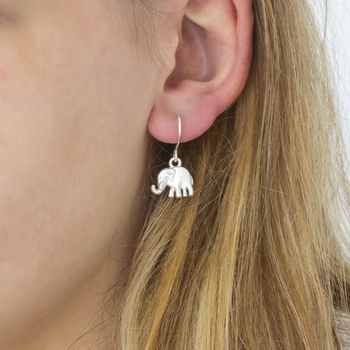 Elephant Charm Drop Earrings, 3 of 7