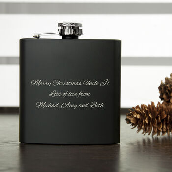Personalised Merry Christmas Black Hip Flask, 3 of 3