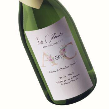 Personalised Floral Initials Wedding Champagne Label, 4 of 4
