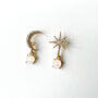 Mismatch Jewelled Moon And Star Earrings, thumbnail 2 of 2
