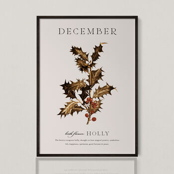 Birth Flower Wall Print 'Holly' For December, 2 of 9