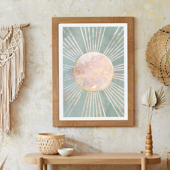 Sun Boho Green Marble Gold Wall Art Print, 2 of 5