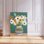 Green Vase Flowers Art Print, thumbnail 1 of 2