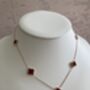 18 K Gold Plated Clover Necklace Rose Gold Maroon, thumbnail 5 of 7