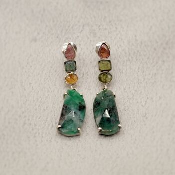 Emerald Tourmaline Sterling Silver Earrings, 5 of 9