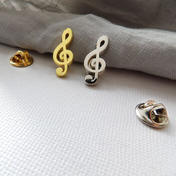 Treble Clef Gold Or Silver Lapel Pin, 2 of 8