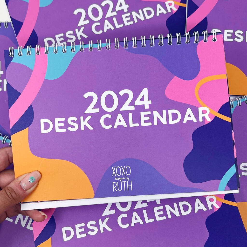 2024 Colourful Patterned A5 Desk Calendar By Xoxo Designs by Ruth