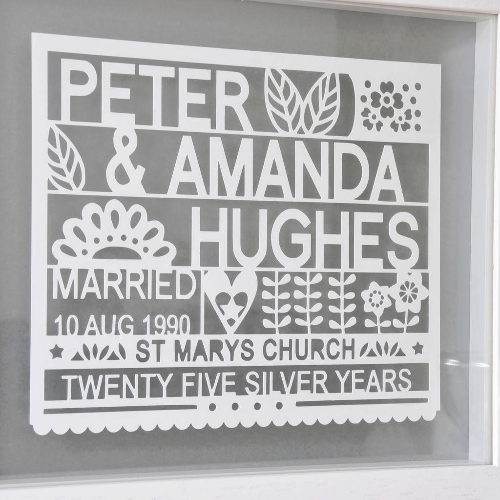 Personalised 25th Silver Wedding Anniversary Gift By Ant Design