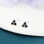 Tiny Black Trio Stud Earrings Sterling Silver, thumbnail 1 of 7