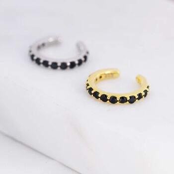 Minimalist Black Cz Ear Cuff In Sterling Silver, 2 of 11