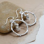 Sterling Silver Little Bird Dangly Hoop Earrings, thumbnail 1 of 6