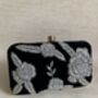 Black Floral Velvet Clutch Bag, thumbnail 2 of 10