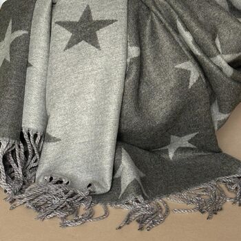 Cashmere Blend Star Scarf In Grey, 3 of 3