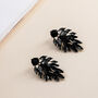 Black And Grey Toned Crystal Leaf Drop Earrings, thumbnail 3 of 4