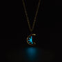 White Luna Aqua Blue Glowing Pendant Necklace With Uv Keyring Torch, thumbnail 1 of 5