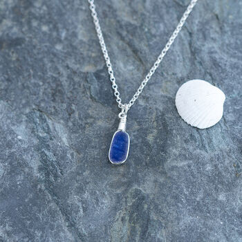 Cornish Sea Glass Pendant Rare Blue No.204, 3 of 5