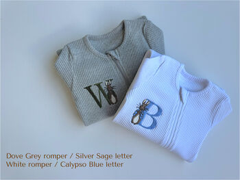 Easter Initial Personalised Baby Zip Sleepsuit | Newborn Essentials Design #E4, 3 of 7