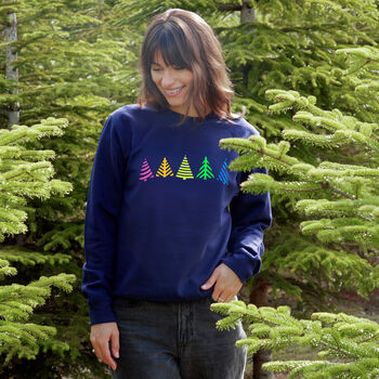 Multi Neon Christmas Trees Jumper Sweatshirt, 3 of 9