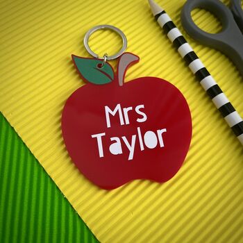 Personalised Thank You Teacher Apple Keyring, 2 of 6