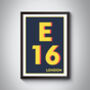 E16 Canning Town London Typography Postcode Print, thumbnail 9 of 10