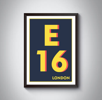 E16 Canning Town London Typography Postcode Print, 9 of 10