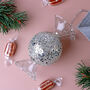 G Decor Silver Confetti Hand Finished Glass Candy Ornament Luxe Sparkle Christmas Tree Decoration, thumbnail 2 of 5