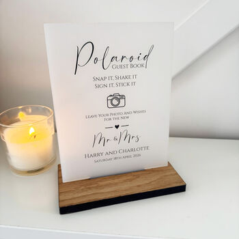 Classic Personalised Wedding Poloroid Sign Opaque, 3 of 5