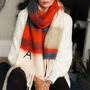 Personalised Chunky Coral Red Striped Scarf, thumbnail 3 of 9