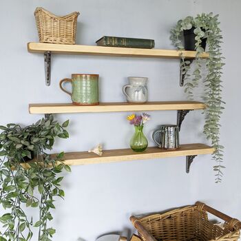 Natural Wood Shelf With Decorative Brackets, 3 of 4
