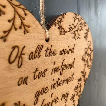 Wooden Internet Dating Quote Heart Sign, 2 of 5