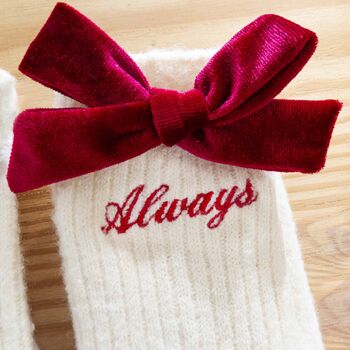Valentines Personalised Cashmere Bed Socks Gift For Her, 3 of 4