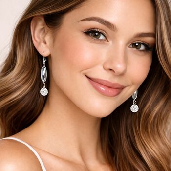 Gold Plated Grey Topaz Gemstone And Charm Drop Earrings, 6 of 7