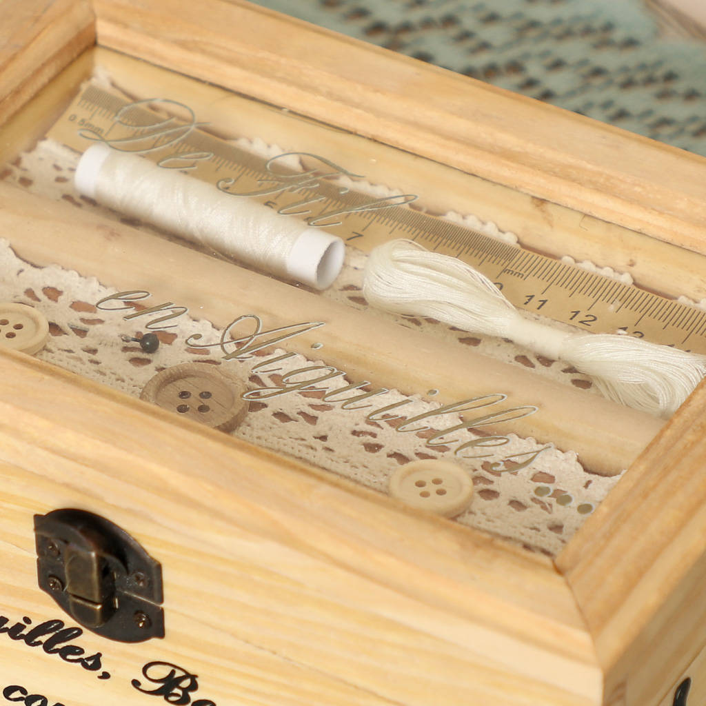 personalised vintage wooden sewing box by dibor