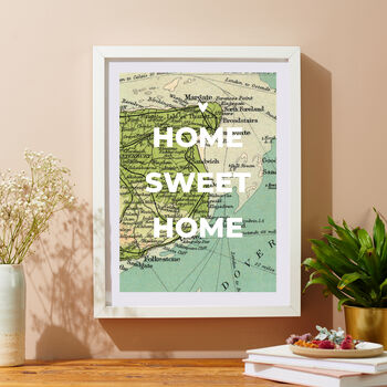 Personalised Vintage Map Special Location Print With Heart, 2 of 4