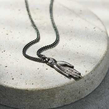 Men's Oxidised Initial Hand Necklace, 2 of 7