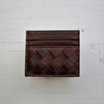 Personalised Braided Leather Card Holder With Message, 8 of 9