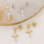 18ct Gold Plated Or Silver Crystal Cross Earrings, thumbnail 2 of 6