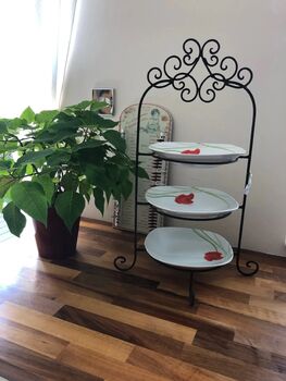 Vintage Brown Metal Three Tier Cake Display Holder Stand, 3 of 4