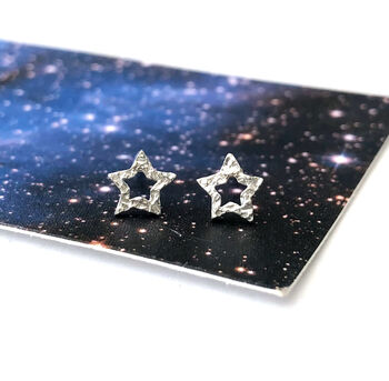 Thank You Teacher Sterling Silver Hollow Star Earrings Gift, 2 of 9