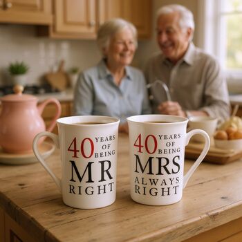 Ruby Anniversary 40 Years Mr And Mrs Always Right Mugs, 2 of 5