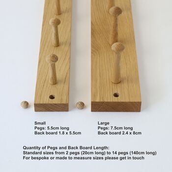 Solid Oak Shaker Style Peg Kitchen Rail Or Coat Rack, 3 of 9