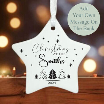 Personalised Family White Porcelain Star Bauble Christmas Tree Decoration, 4 of 4