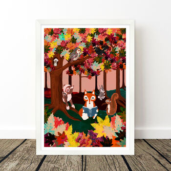 Woodland Animal Autumn Forest Art Print, 3 of 6