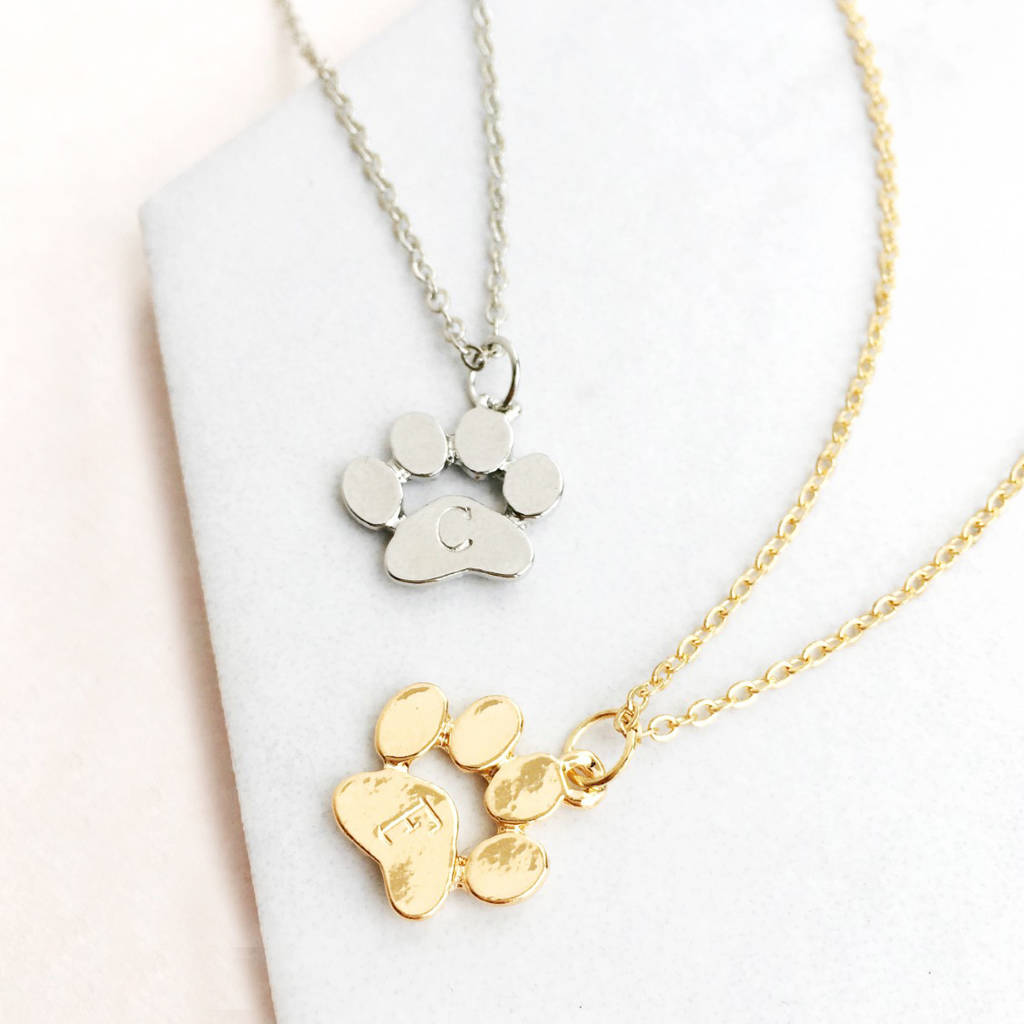 personalised dog paw print necklace