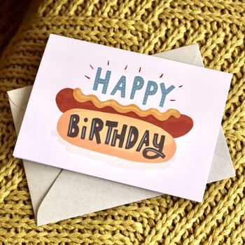 Happy Birthday Hot Dog Greetings Card, 5 of 9