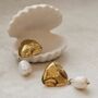 Triangle Pearl Drop Earrings, thumbnail 3 of 6