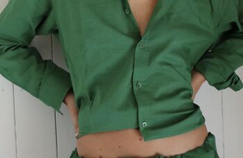 Organic Cotton Plain Green Unisex Pyjama, 2 of 5