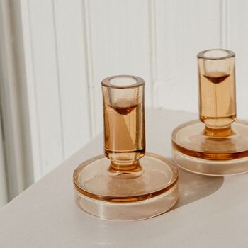 Sophina Amber Tan Glass Candle Holder, 2 of 2